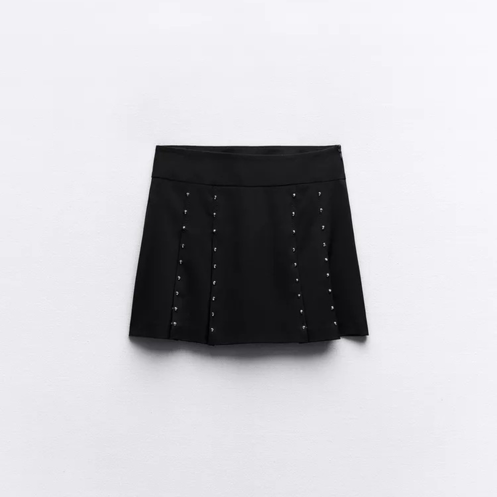 Zara Black Skort with Studded Details NWT